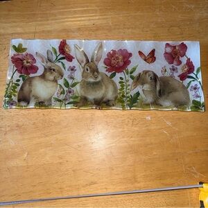 208PARK 208 PARK Set of 2 Bunny Rabbit Glass Dishes Tray 6" x 6"